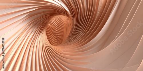 Fototapeta Naklejka Na Ścianę i Meble -  Copper swirl creates a flowing tunnel with a sense of movement.
