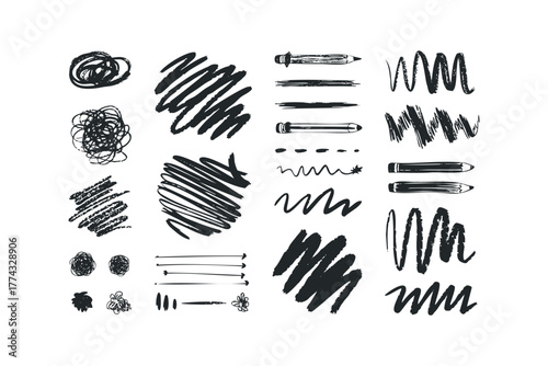 Hand Drawn Sketchy Strokes and Pencils Collection