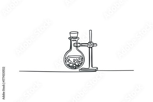 Laboratory Flask on Stand with Bubbles