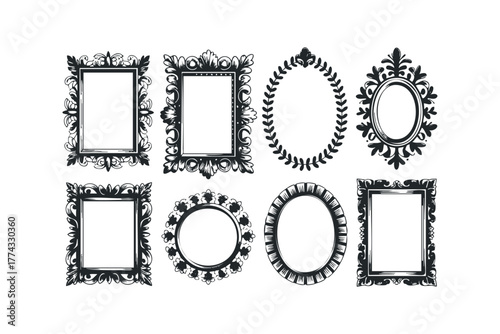 Ornate Decorative Picture Frame Collection Silhouette