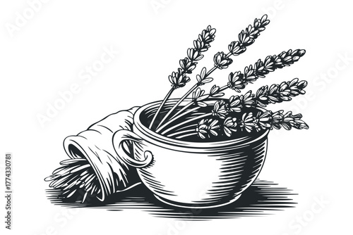 Floral bouquet in a cup with horn of plenty