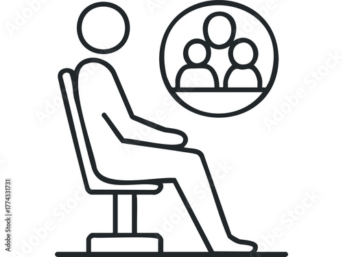 Single person with group communication symbol