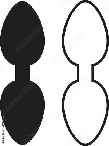 Strap connector tab icon set. Detailed collection of industrial fastening parts and mechanical joint components in flat and outline vectors showing connector shapes for engineering and product design.