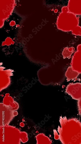 赤い液体の模様の動画　ホラーっぽいアートテクスチャ