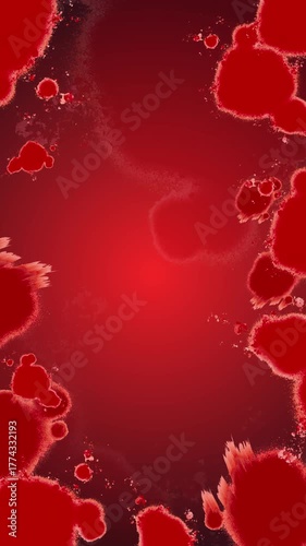 赤い液体の模様の動画　ホラーっぽいアートテクスチャ