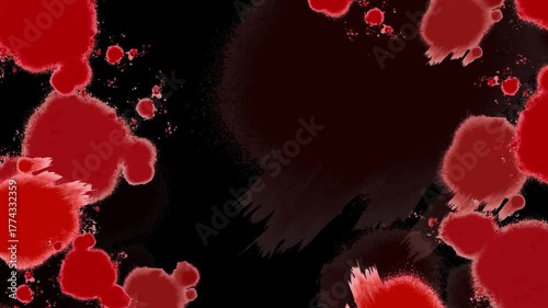 赤い液体の模様の動画　ホラーっぽいアートテクスチャ