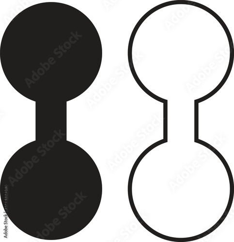 Strap connector tab icon set. Detailed collection of industrial fastening parts and mechanical joint components in flat and outline vectors showing connector shapes for engineering and product design.