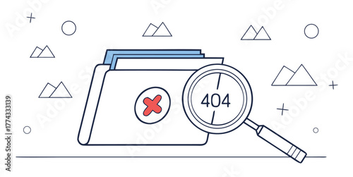 Error 404 File Not Found – A Minimal Vector Illustration of an Unavailable Resource