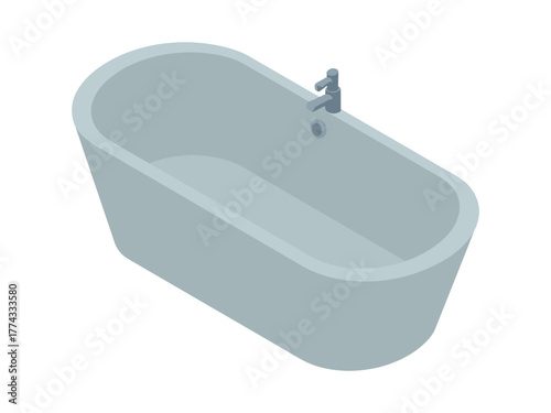 Clean and empty white bathtub illustration perfect for hygiene and bathroom design concepts isolated on transparent background