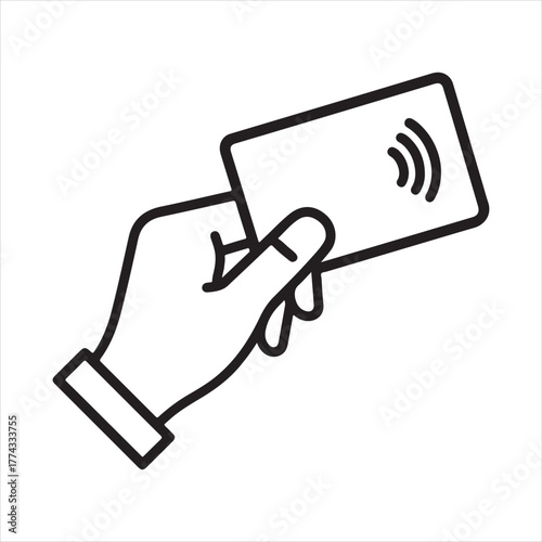 Abstract geometric design featuring a stylized nfc symbol for contactless technology isolated on transparent background