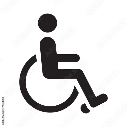 Simple wheelchair accessibility symbol graphic for universal design and mobility assistance isolated on transparent background