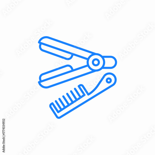 hair iron hair brush icon sign vector