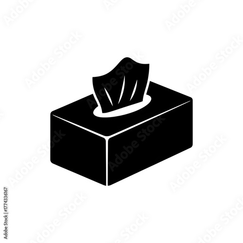 Tissue Box Silhouette Icon | Black Towel Dispenser Vector Graphic