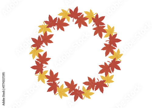 落ち葉で作った紅葉のリース