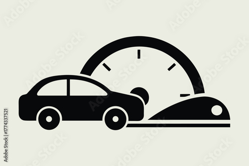 Car speedometer icon on white