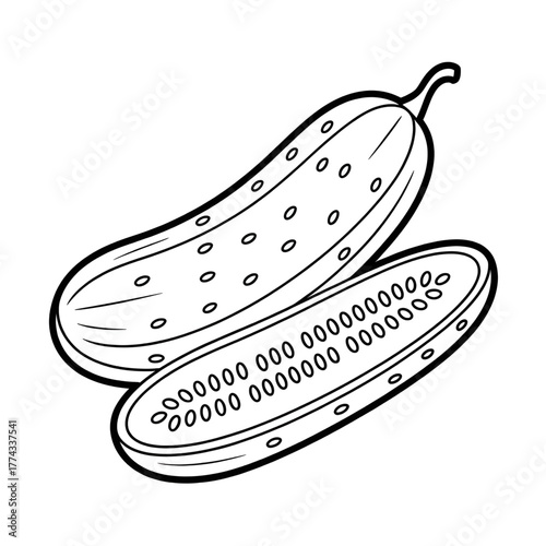 Fresh Cucumber Illustration – Green Vegetable Art, Healthy Food Design, Organic Produce Concept