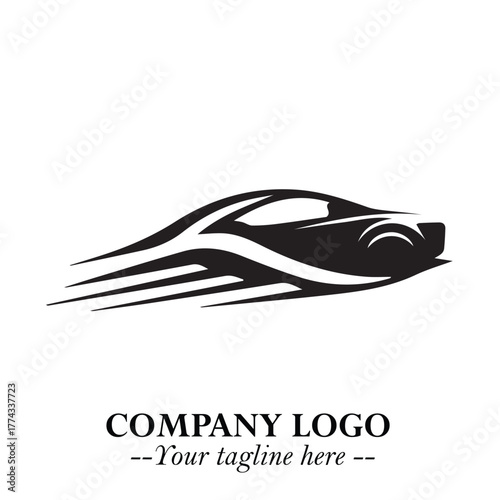 Car Running Fast Logo Symbol in Black on the White Background with Dynamic Speed Design