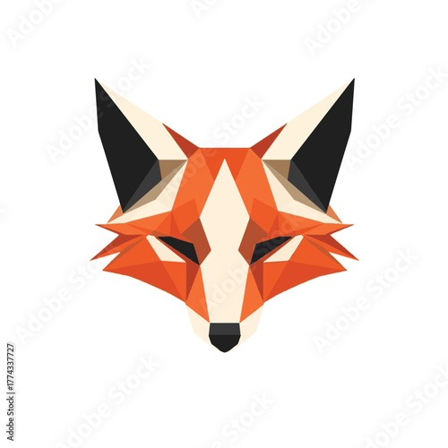 Geometric black fox face