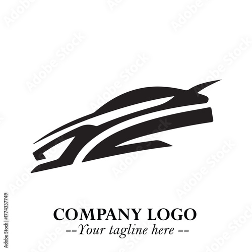 Car Running Fast Logo Symbol in Black on the White Background with Dynamic Speed Design