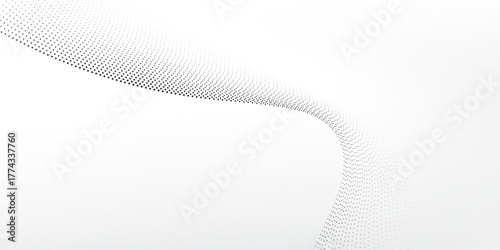 Flowing dots particles nice wave pattern halftone black gradient white background. simple dot modern vintage nice