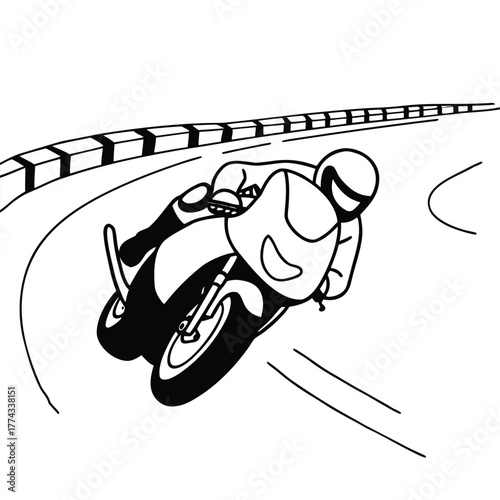 A dynamic motorcycle racer leaning into a turn, illustrating speed, action, racing, and skill.