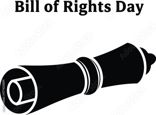 Bill of rights day with scroll illustration