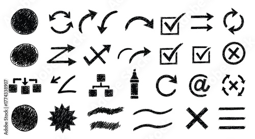 Collection of hand drawn doodles symbols and simple graphic elements
