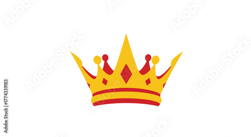 A vibrant golden crown with red jewels a symbol of royalty