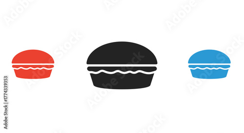Three colorful container icons featuring a wavy line detail displayed