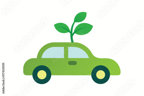 Green car with plant on top