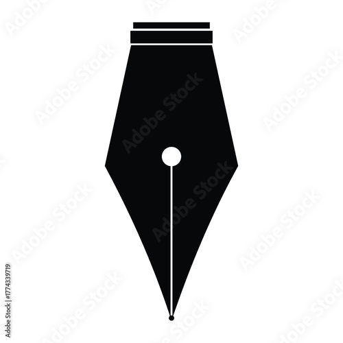 Pen nib icon vector. Vector illustration of a pen nib flat icon.  Fountain pen nib icon symbol. Vector illustration.