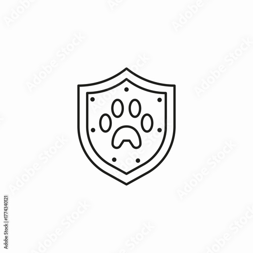animal paw shield icon sign vector