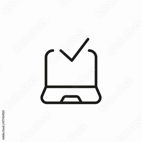 laptop completed check icon sign vector