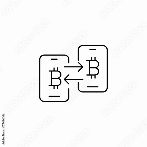 mobile bitcoin transaction icon sign vector