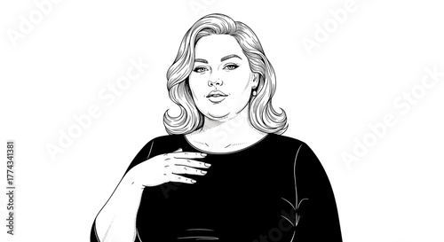 plus-size woman in black dress