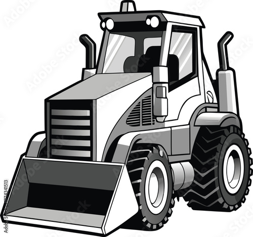 Heavy Wheel Loader Front Shovel Machine Vector