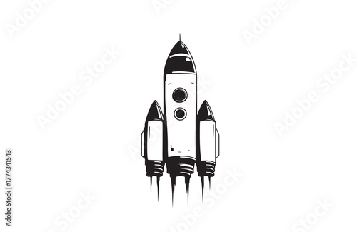 Rocket line icon, vector illustration