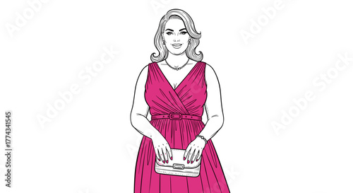 plus-size woman in pink dress