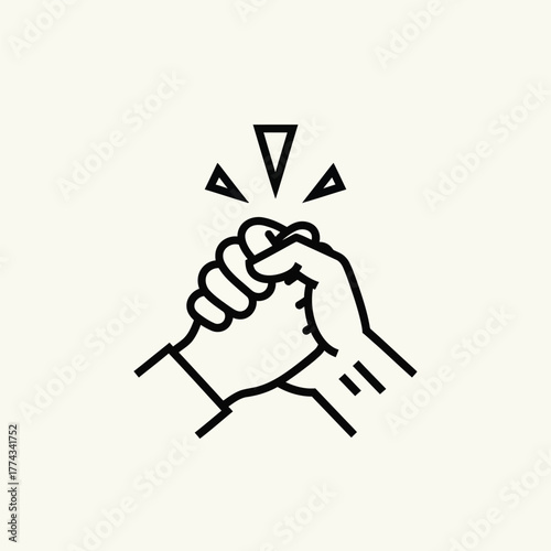 Vector illustration of two hands bumping fists in agreement