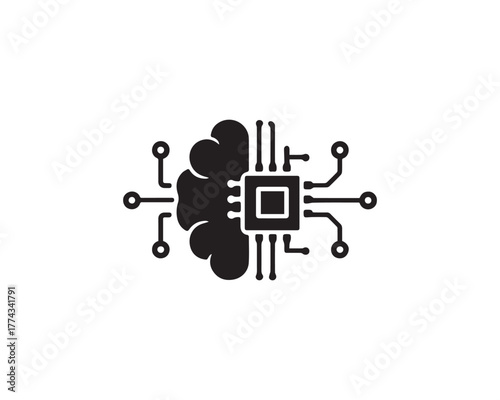 Brain chip technology icon vector design illustration