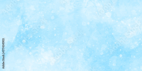 Light sky blue with bokeh grunge smooth shades aquarelle background. sky cloud for wallpaper backdrop texture. blue watercolor splash stroke background with cloud. hand drawn paint watercolor texture.
