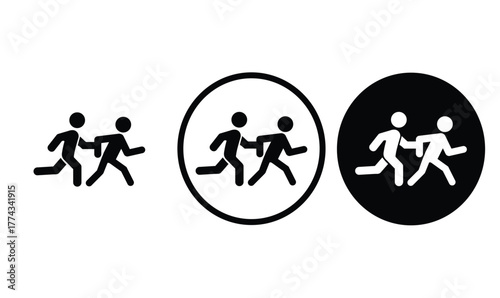 icon help run black outline for web site design 
and mobile dark mode apps 
Vector illustration on a white background