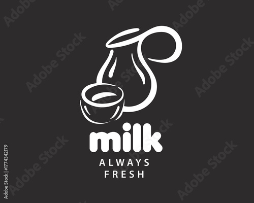 Hand-drawn vector logo of a milk jug
