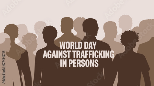 Silhouettes of People Promoting World Day Against Trafficking in Persons Awareness Design
