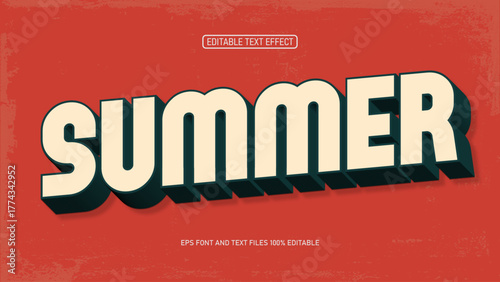 Summer 3d text style retro editable text effect