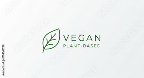 Vegan plant based logo design for food and beverage brands with green leaf vector illustration concept