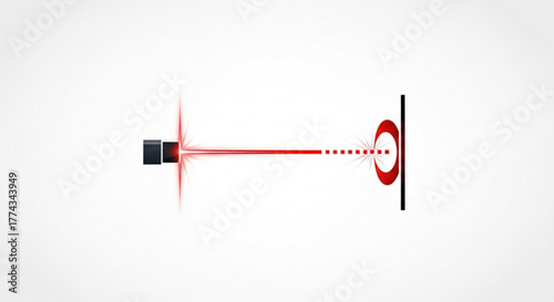 Laser beam illustration for physics experiment and optics demonstration with red light effect shown
