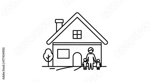 Family home ownership dream concept illustration for real estate and mortgage lending ninety nine chars