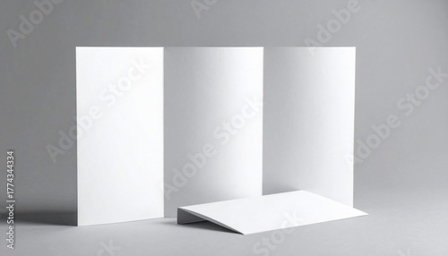Wallpaper Mural Minimalist white brochure mockup with blank pages on a neutral gray studio background Torontodigital.ca