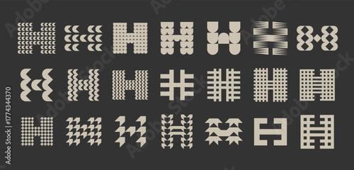 Set of decoration abstract letter H icon logo